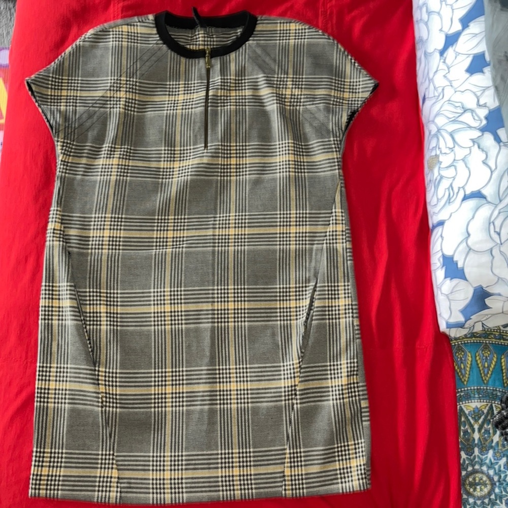 Zara mini dress. Plaid Yellow , black and gray mix